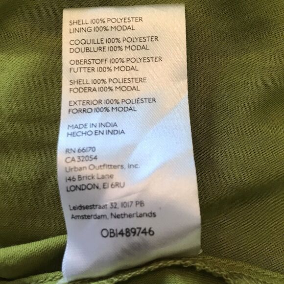 URBAN OUTFITTERS Davina Bandeau Green & White Tie Front Mini Dress Size Large - Picture 8 of 9